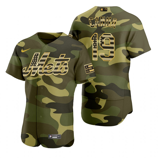 Men's New York Mets #19 Mark Canha Camo 2022 Armed Forces Day MLB Jersey