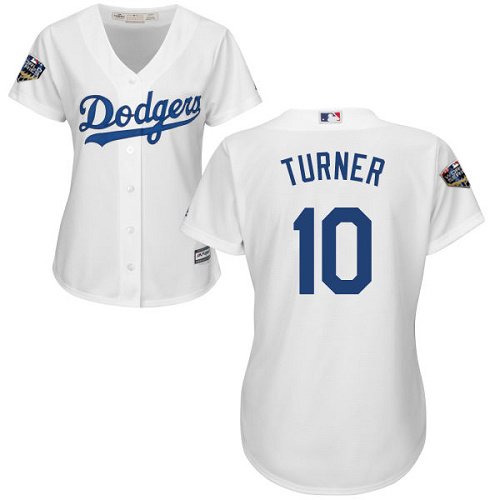 Women's Los Angeles Dodgers #10 Justin Turner White Home 2018 World SeriesStitched MLB Jersey