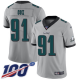 Philadelphia Eagles #91 Fletcher Cox Silver Men's Stitched NFL Limited Inverted Legend 100th Season Jersey