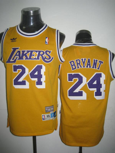 Mitchell and Ness Men's Los Angeles Lakers #24 Kobe Bryant Yellow Stitched Throwback NBA Jersey