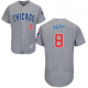 Chicago Cubs #8 Ian Happ Stitched MLB Majestic Flex Base Blue Men's Gray Jersey