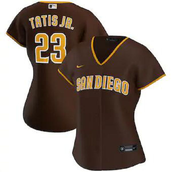 Women's San Diego Padres #23 Fernando Tatis Jr. Nike Brown Road 2020 Replica Player Jersey