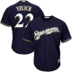 Women's Milwaukee Brewers #22 Christian Yelich Navy Blue New Cool Base Stitched MLB Jersey