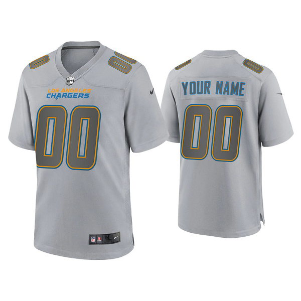 Men's Los Angeles Chargers Custom Gray Atmosphere Fashion Game Jersey