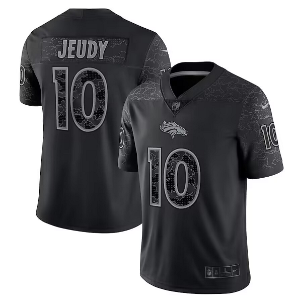 Men's Denver Broncos #10 Jerry Jeudy Nike Black Player Reflective Limited NFL Jersey