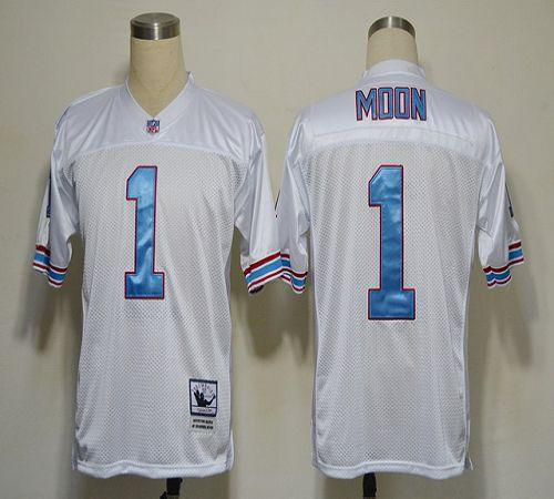 Mitchell And Ness Houston Oilers #1 Warren Moon White Stitched Throwback NFL Jersey