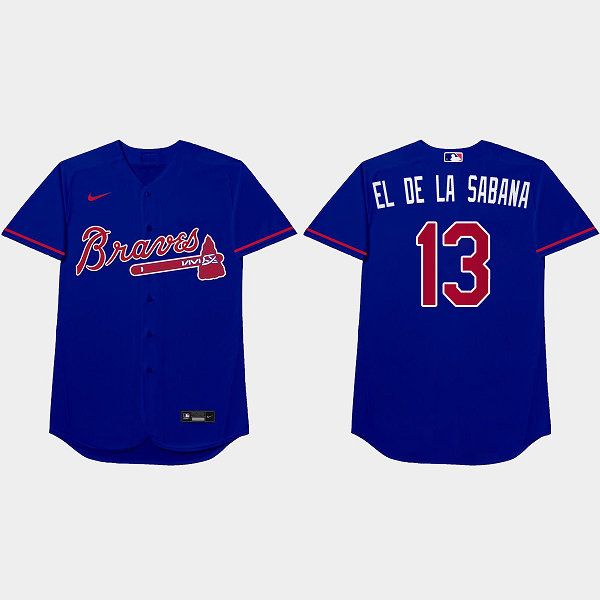 Ronald Acuna Jr. Nickname Braves 2021 Players Weekend El De La Sabana Royal Men's Jersey