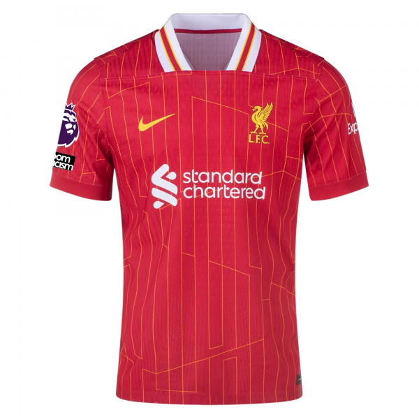Nike Liverpool Match Virgil Van Dijk Home Jersey w/ EPL + No Room For Racism Patches 24/25 (Gym Red/Chrome Yellow)