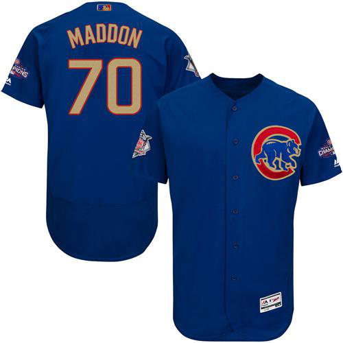 Chicago Cubs #70 Joe Maddon Blue Flexbase 2017 Gold Program Stitched MLB Jersey