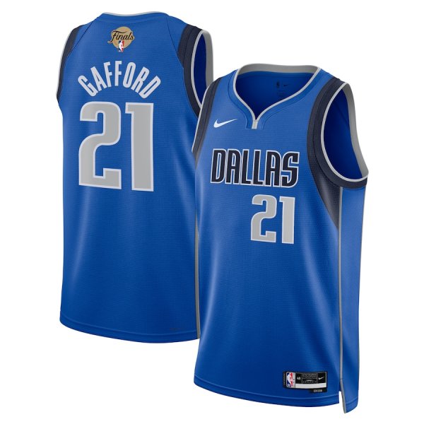 Men's Dallas Mavericks #21 Daniel Gafford Nike Icon Edition NBA Finals Patch 2024 Swingman Blue Jersey