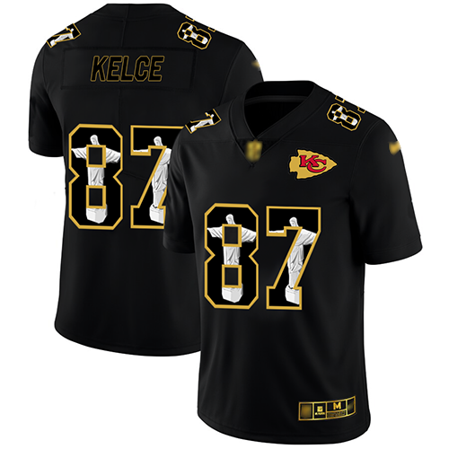 Kansas City Chiefs #87 Travis Kelce Black Men's Stitched NFL Limited Jesus Faith Jersey