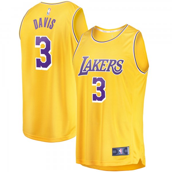 Men's Los Angeles Lakers Anthony Davis Fanatics Gold Fast Break Replica Jersey - Icon Edition