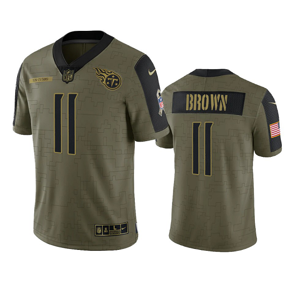 Tennessee Titans A.J. Brown Olive 2021 Salute To Service Men's Limited NFL Jersey