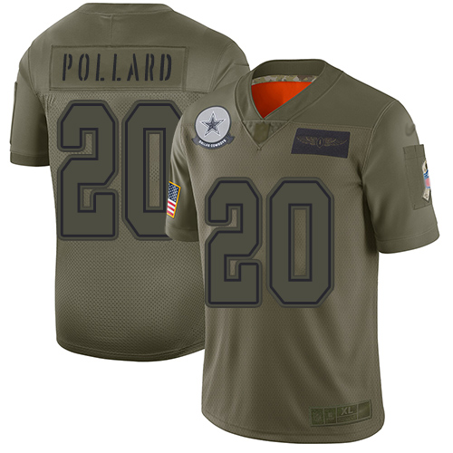 Dallas Cowboys #20 Tony Pollard Camo Men's Stitched NFL Limited 2019 Salute To Service Jersey