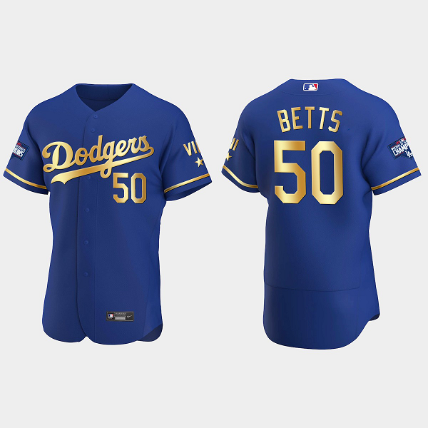 Mookie Betts Los Angeles Dodgers 2021 Gold Program World Series Champions MLB Coolbase Jersey - Royal