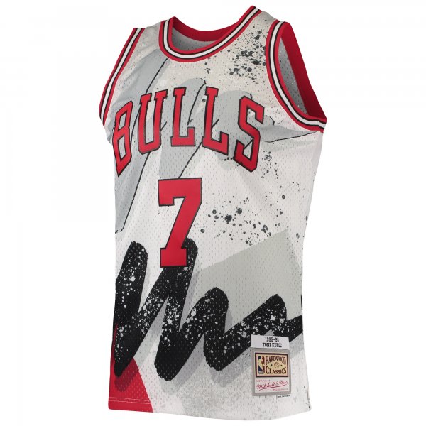 Men's Chicago Bulls Toni Kukoc Mitchell & Ness White Hardwood Classics 1995/96 Hyper Hoops Swingman Jersey