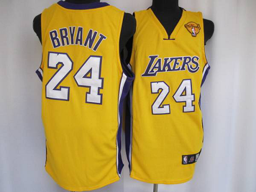 Men's Los Angeles Lakers #24 Kobe Bryant Stitched Yellow Final Patch NBA Jersey