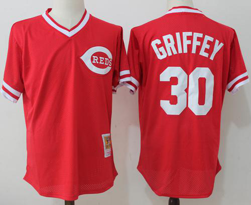 Mitchell And Ness Cincinnati Cincinnati Reds #30 Ken Griffey Red Throwback Stitched MLB Jersey