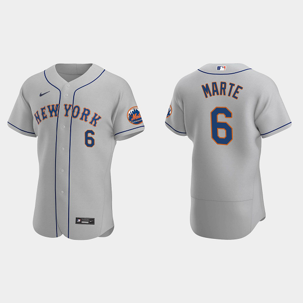 Men's New York Mets #6 Starling Marte Gray Road Flex Base MLB Jersey