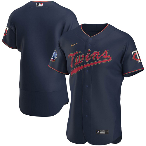 Men's Nike Minnesota Twins Blank Navy Alternate 2020 60th Season Team Logo MLB Jersey