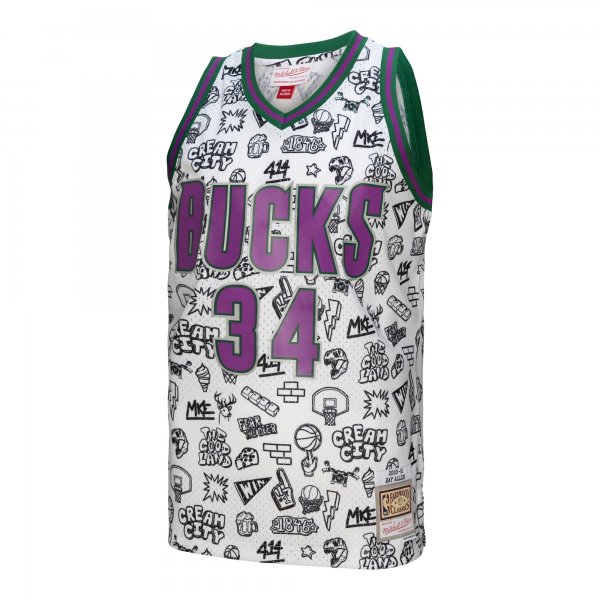 Men's Milwaukee Bucks Ray Allen Mitchell & Ness White 2000/01 Swingman Jersey