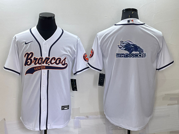 Men's Denver Broncos Blank White Stitched Baseball Cool Base Jersey