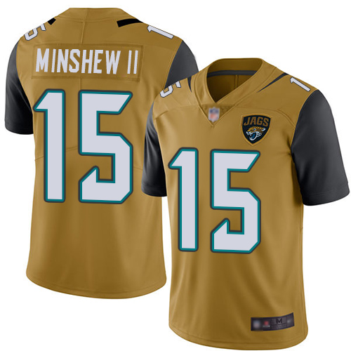 Jacksonville Jaguars #15 Gardner Minshew II Gold Men's Stitched NFL Limited Rush Jersey