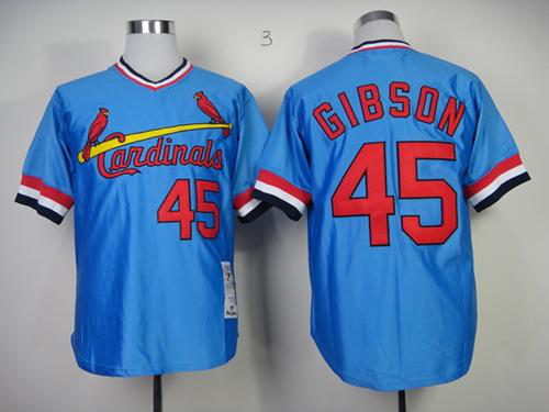 Mitchell And Ness St. Louis Cardinals #45 Bob Gibson Blue Throwback Stitched MLB Jersey