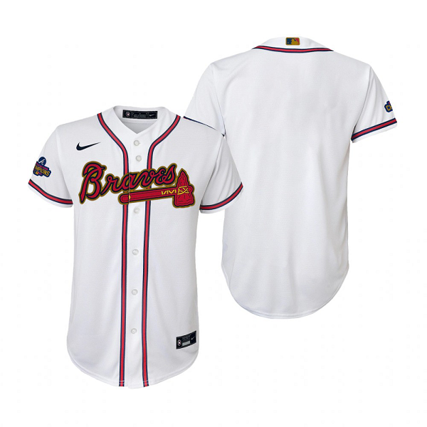 Youth Atlanta Braves White 2022 Gold Program MLB Jersey