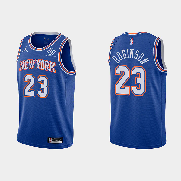 Men's New York Knicks #23 Mitchell Robinson Blue Statement Edition NBA Jersey