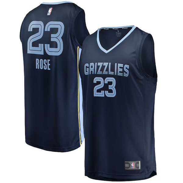 Men's Memphis Grizzlies #23 Derrick Rose Navy Icon Edition Fast Break Player NBA Jersey