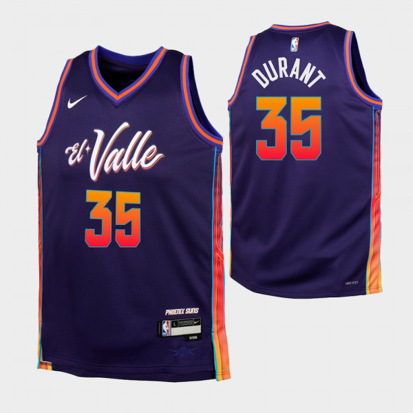 Youth Phoenix Suns #35 Kevin Durant City Edition 2023-24 Jersey Purple