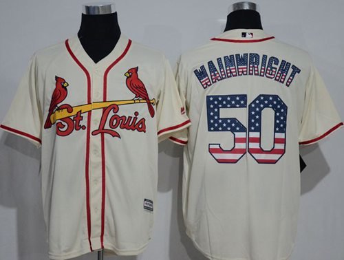 St. Louis Cardinals #50 Adam Wainwright Cream USA Flag Fashion Stitched MLB Jersey