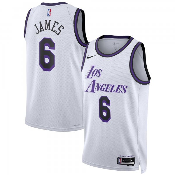 Unisex Los Angeles Lakers LeBron James Nike White 2022/23 Swingman Jersey - City Edition