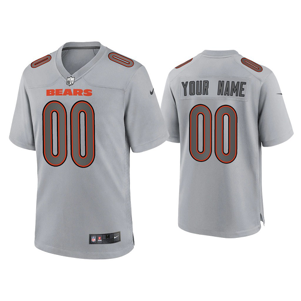 Men's Chicago Bears Custom Gray Atmosphere Fashion Game Jersey