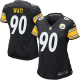 Nike Pittsburgh Steelers #90 T. J. Watt Black Team Color Women's Stitched NFL Elite Jersey