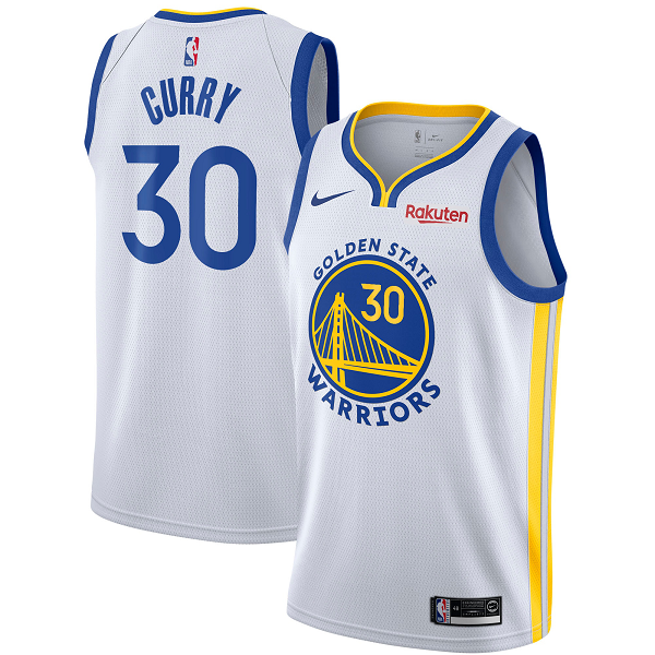 Men's Nike Golden State Warriors #30 Stephen Curry White 2020/21 Swingman Badge Player Association Edition NBA Jersey