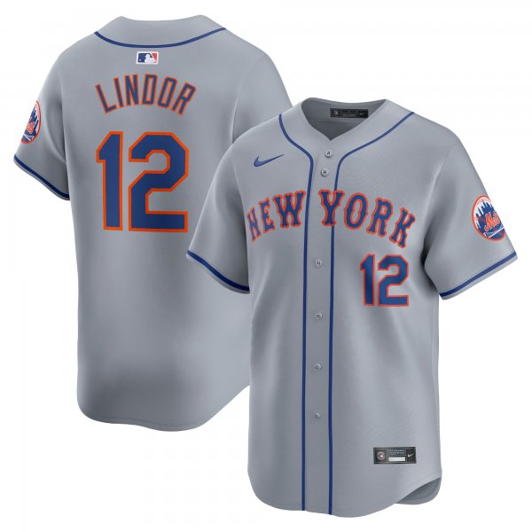 Men's New York Mets Francisco Lindor Nike Gray Away Limited Player Jersey