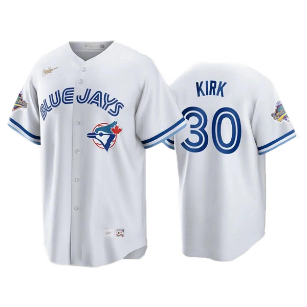 Men's Toronto Blue Jays #30 Alejandro Kirk White Cool Base Stitched MLB Jersey