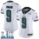 Women's Nike NFL Philadelphia Eagles #9 Nick Foles Limited Road White Vapor Untouchable Super Bowl LII Jersey