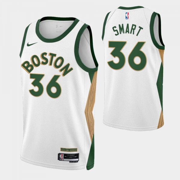 2023-24 City Edition Boston Celtics #36 Marcus Smart White Swingman Jersey