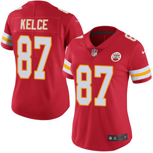 Nike Kansas City Chiefs #87 Travis Kelce Red Team Color Women's Stitched NFL Vapor Untouchable Limited Jersey