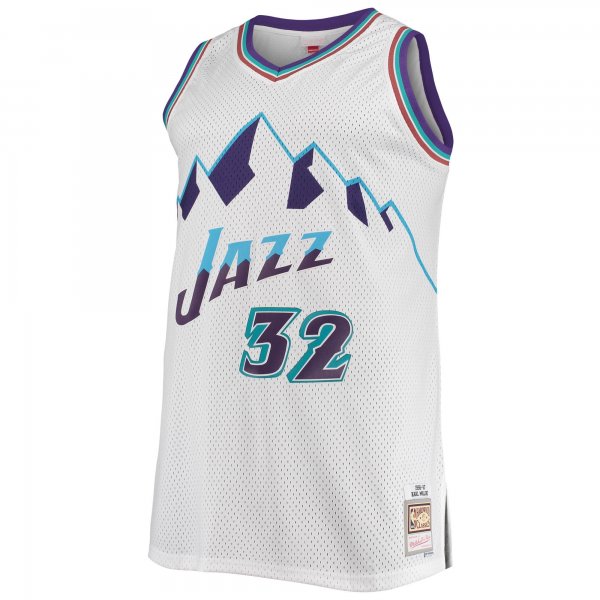 Men's Utah Jazz Karl Malone Mitchell & Ness White 1996/97 Big & Tall Hardwood Classics Swingman Jersey