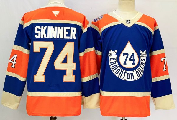 Men's #74 Jeff Skinner Edmonton Oilers Dark Blue And Orange City Edition Jersey