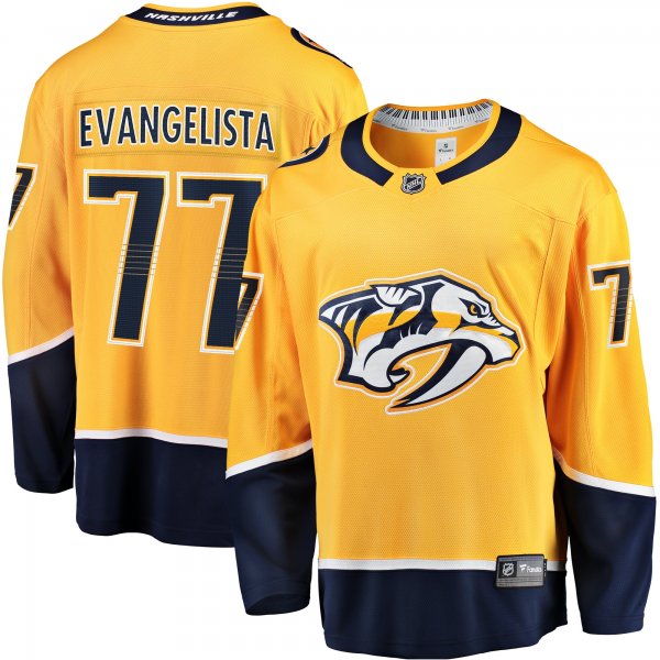 Men's Nashville Predators Luke Evangelista Fanatics Gold  Premier Breakaway Player Jersey