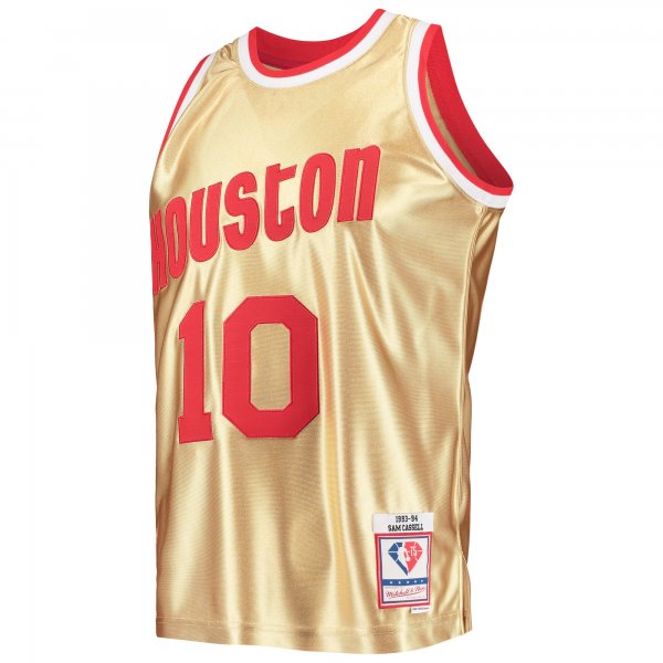 Men's Houston Rockets Sam Cassell Gold Mitchell & Ness 75th Anniversary 1993/94 Hardwood Classics Swingman Jersey