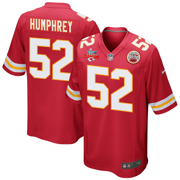 Creed Humphrey #52 Kansas City Chiefs Super Bowl LVII Champions 3 Stars Men's Game Red NFL Jersey