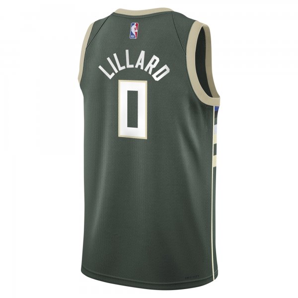 Youth Milwaukee Bucks Damian Lillard Nike Hunter Green Swingman Jersey - Icon Edition