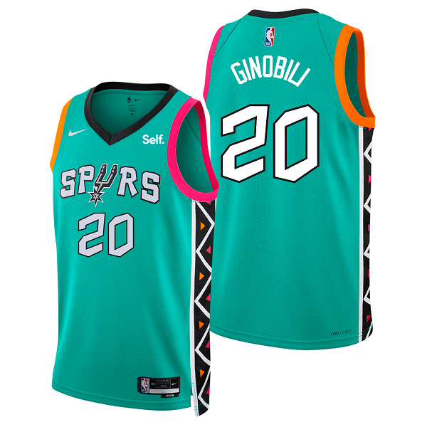 Men's San Antonio Spurs #20 Manu Ginobili Nike 2022 City Edition Swingman Jersey