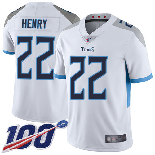 Tennessee Titans #22 Derrick Henry White Youth Stitched NFL 100th Season Vapor Limited Jersey